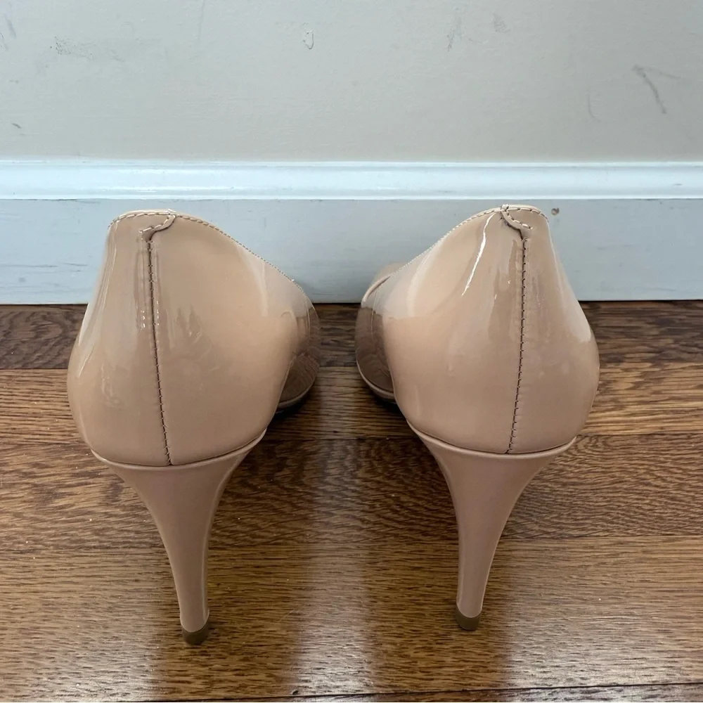 Cole Haan Dorado Platform Pump Blush Peep Toe Patent Leather Heels size 6.5